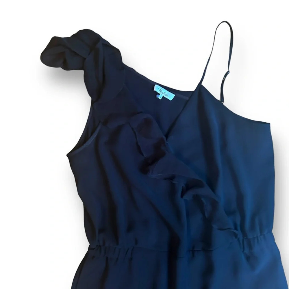 Parker Addison Black Spaghetti Strap Cropped‎ Jumpsuit Romper Women's Size 12 - Picture 8 of 15